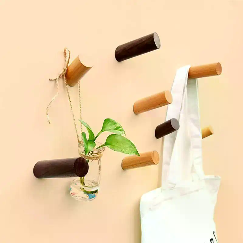Jet Home Bathroom Accessories - Wall Hanger Wood Hook Beech Holder