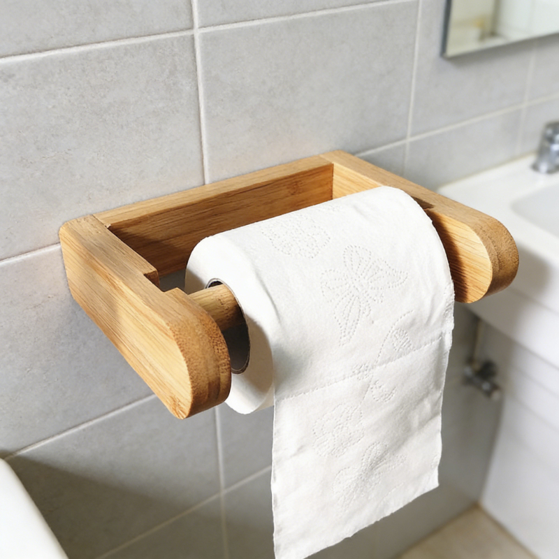 Home Bathroom Model - Natural Bamboo Wood Tissue Holder Eco-Friendly