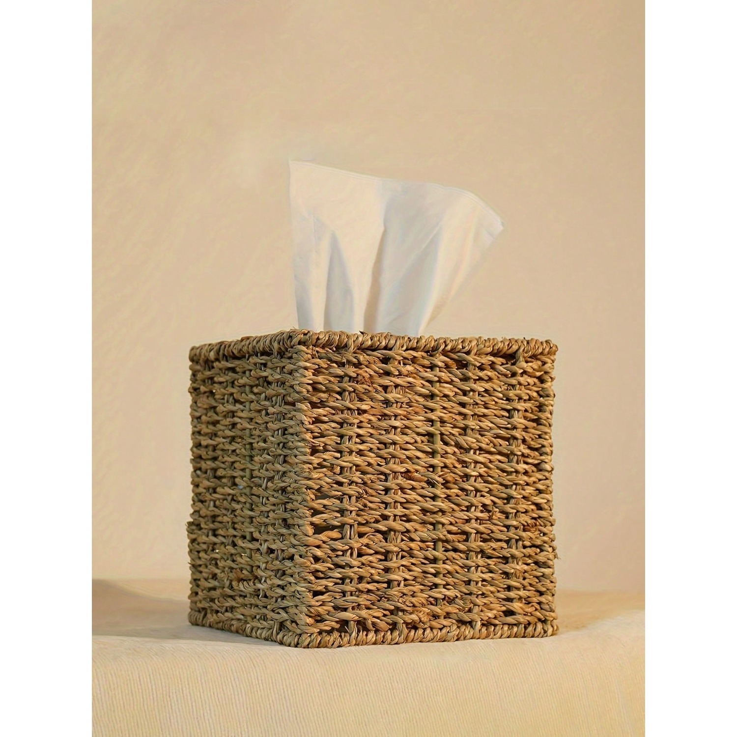 Home Goods Bathroom Accessories - 1pc Water Hyacinth Paper Tissue Box,