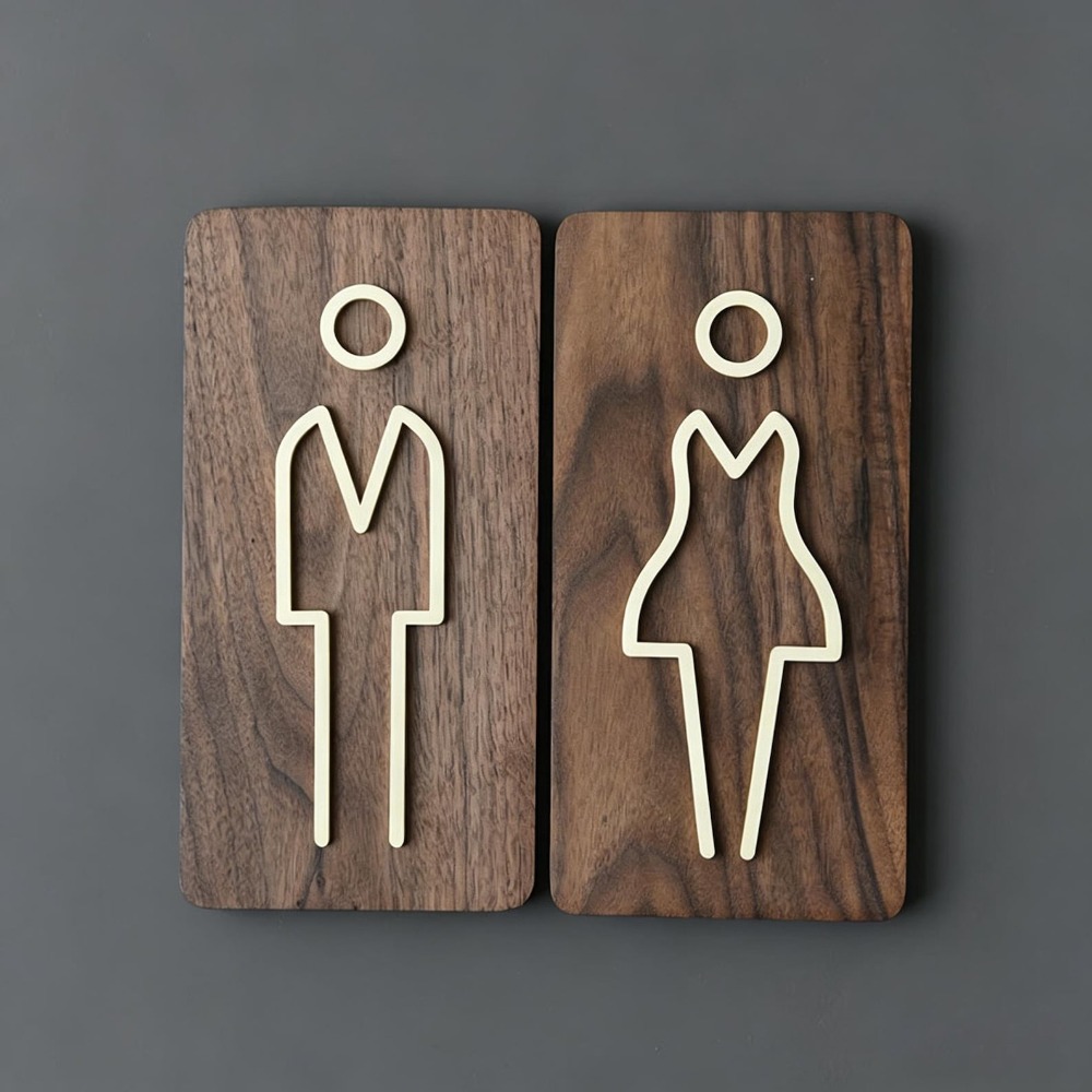 Brass Restroom Door Sign, Gold - Home Bathroom Door Signs บทวิจารณ์และราคา