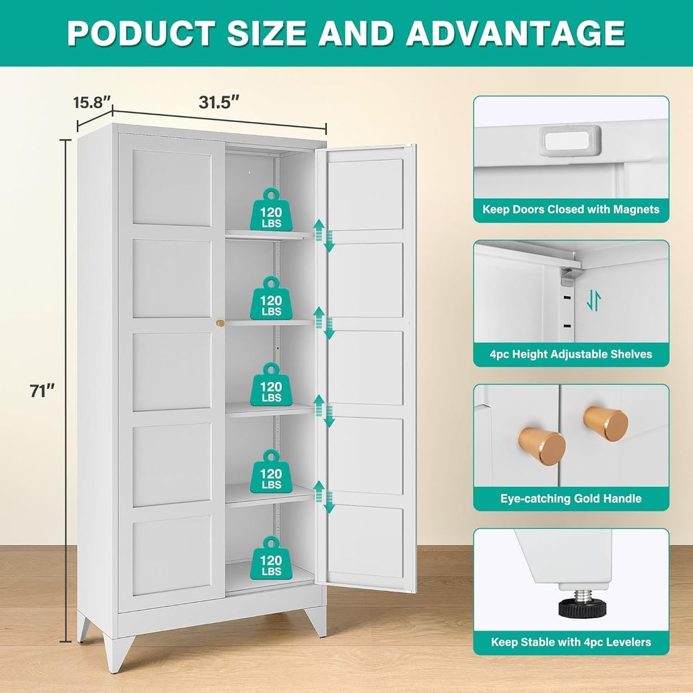 White Tall Metal Storage Cabin - Home Bathroom Cabinets บทวิจารณ์และราคา