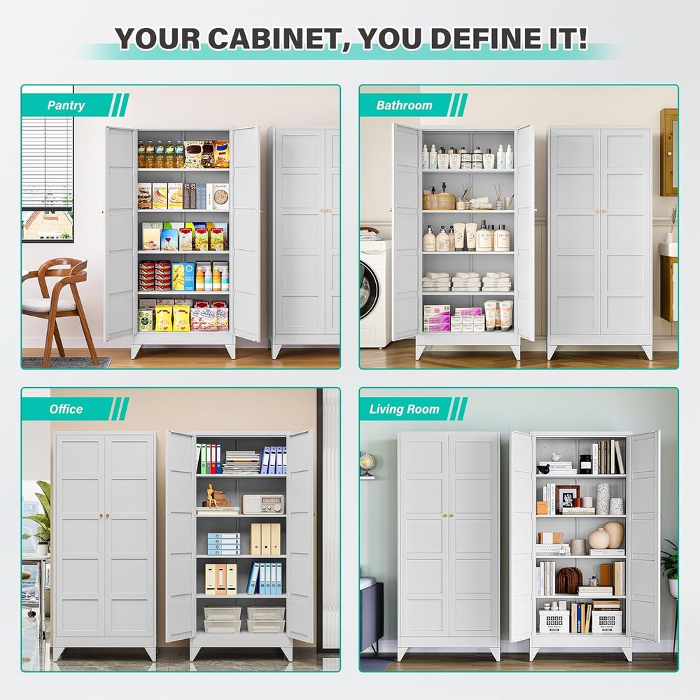 White Tall Metal Storage Cabin - Home Bathroom Cabinets บทวิจารณ์และราคา