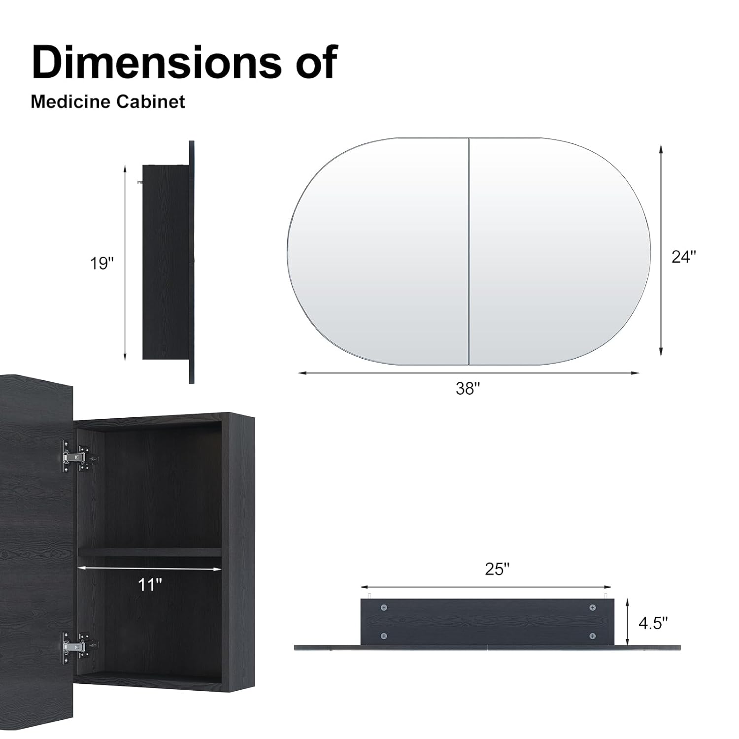 Oval Medicine Cabinet with Mir - Home Bathroom Cabinets บทวิจารณ์และราคา
