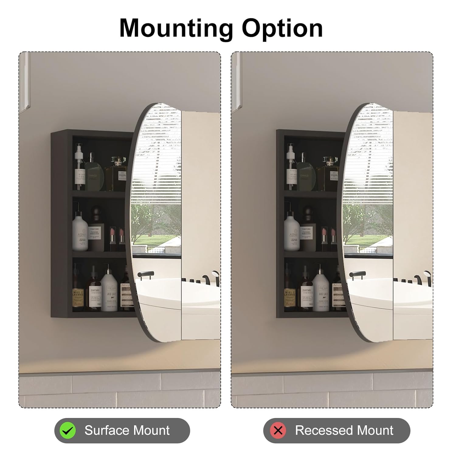 Oval Medicine Cabinet with Mir - Home Bathroom Cabinets บทวิจารณ์และราคา