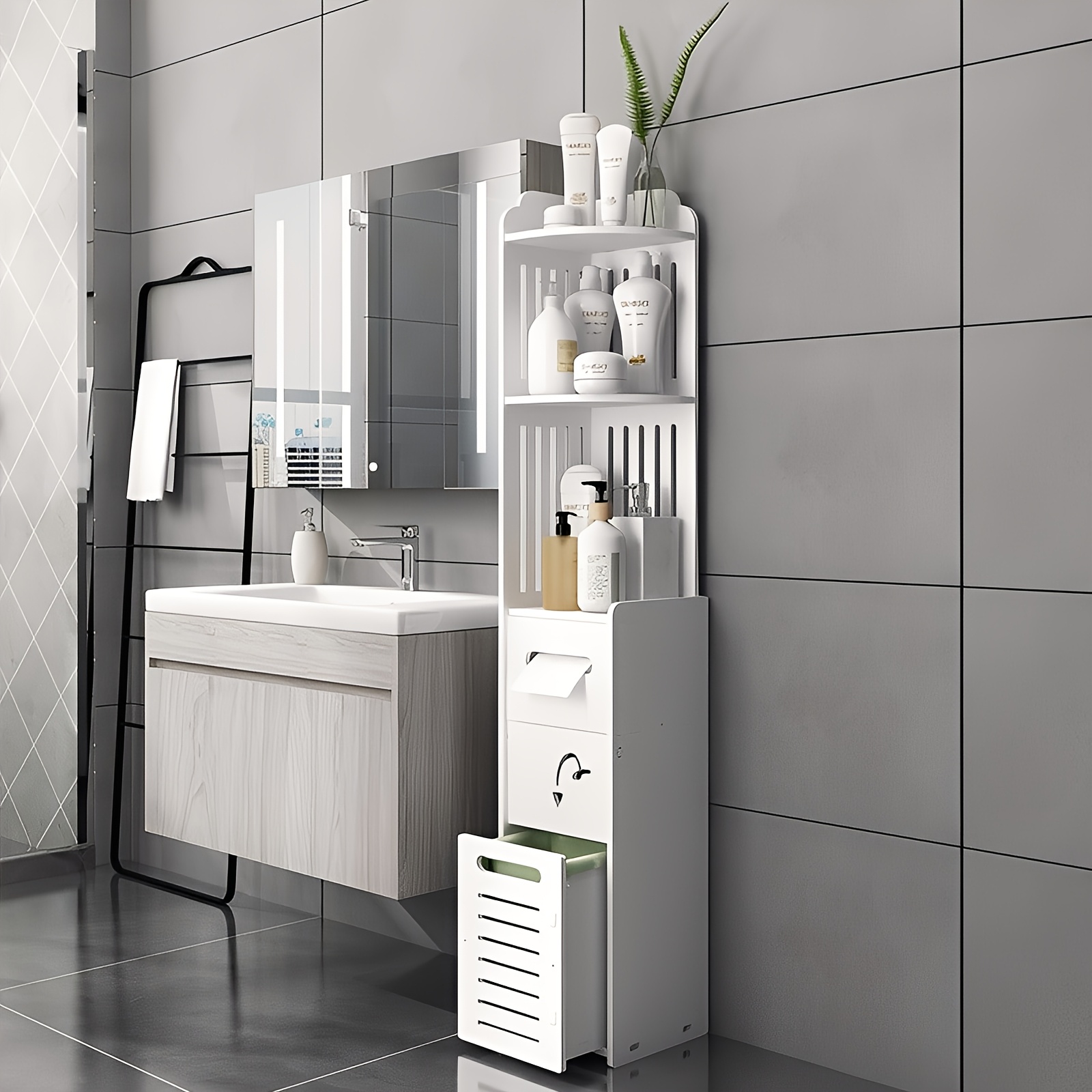 Space-Saving Bathroom Cabinet, - Home Bathroom Cabinets บทวิจารณ์และราคา
