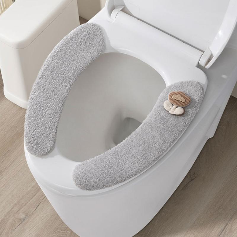 1Pair Winter Plush Toilet Seat - Home Bathroom With Two Toilets บทวิจารณ์และราคา
