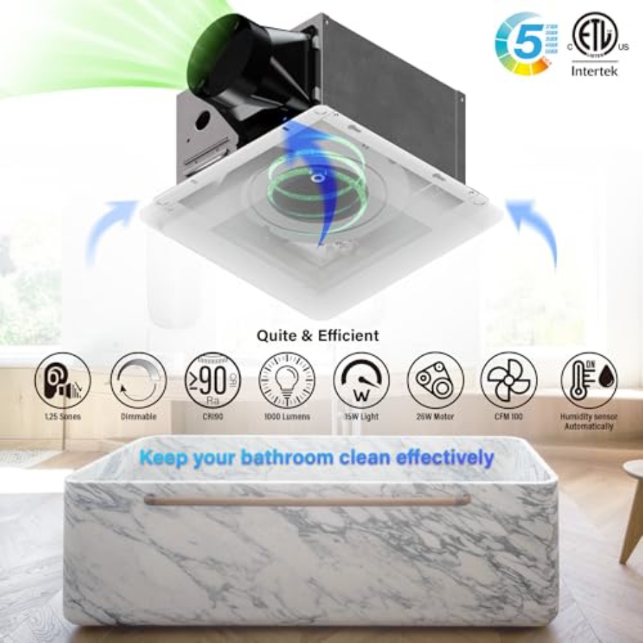Bathroom Fan with Light and Hu - Home Bathroom Fan บทวิจารณ์และราคา