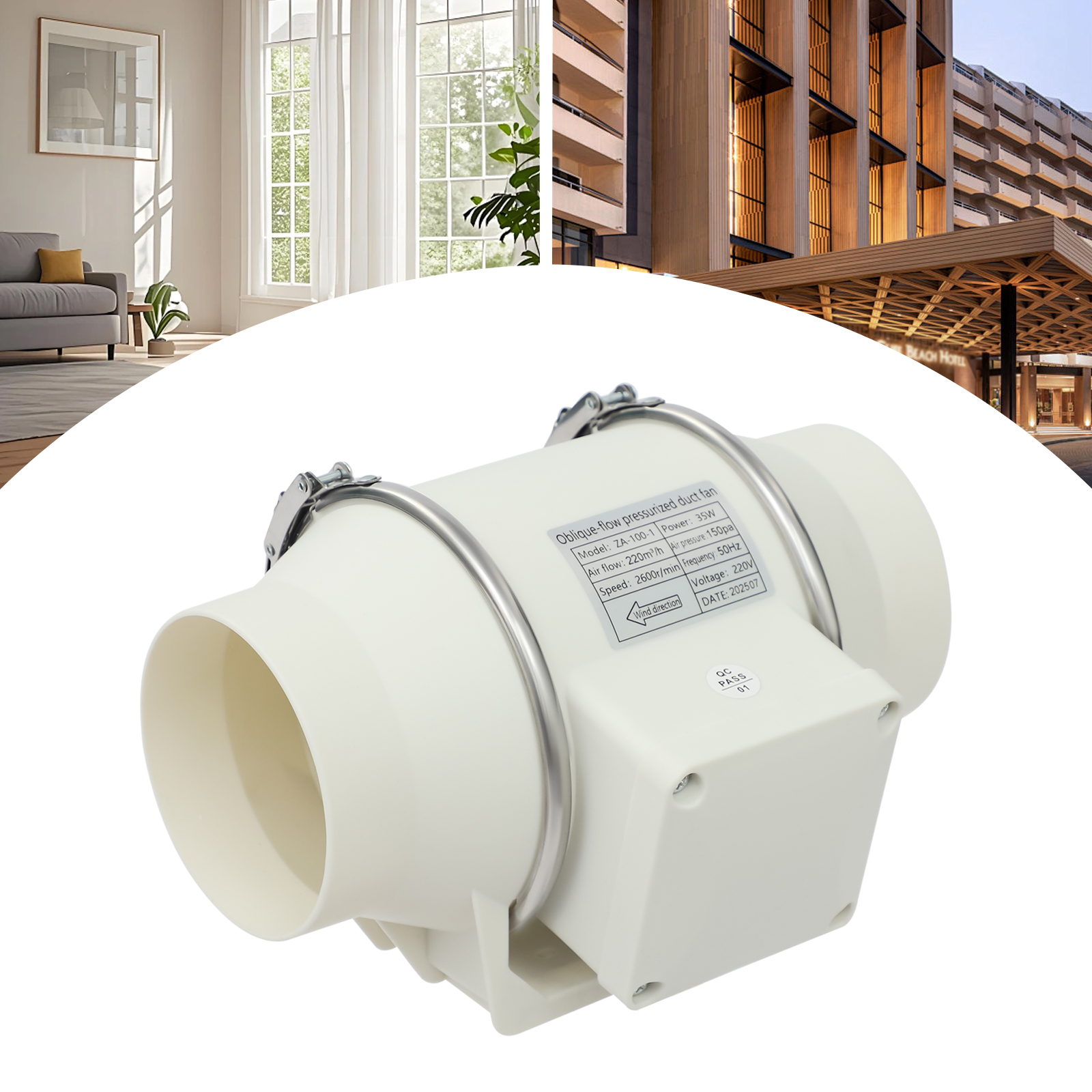 35W 110V Inline Duct Fan 220m³ - Home Bathroom Fan บทวิจารณ์และราคา