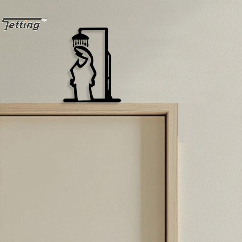Black Shower Figure Wall Decor - Home Bathroom Door Signs บทวิจารณ์และราคา