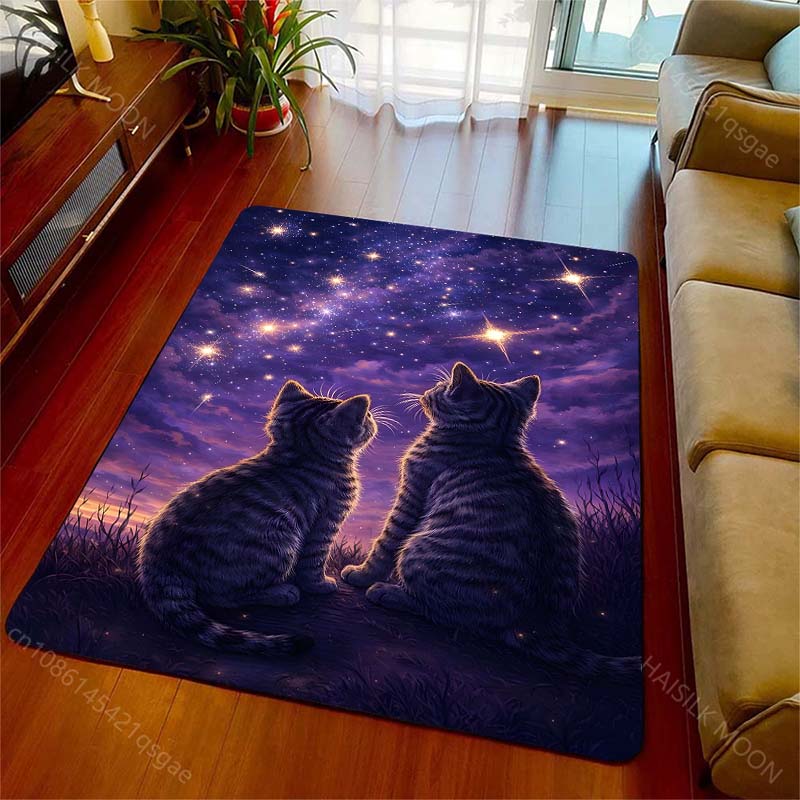 1PC Two cats gaze at stars Pri - Home Bathroom With Two Toilets บทวิจารณ์และราคา