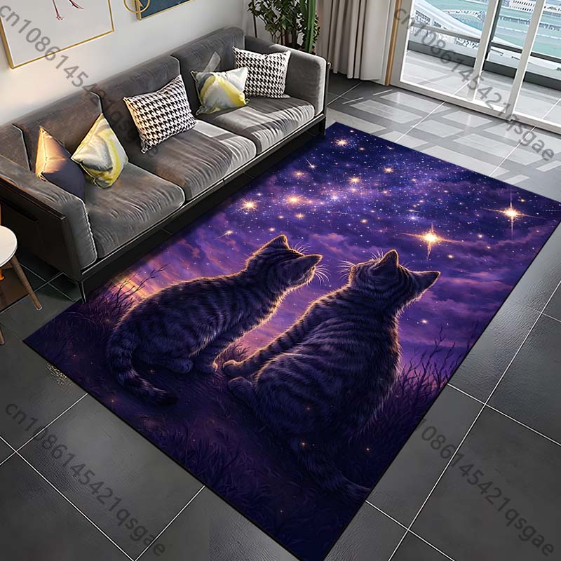1PC Two cats gaze at stars Pri - Home Bathroom With Two Toilets บทวิจารณ์และราคา