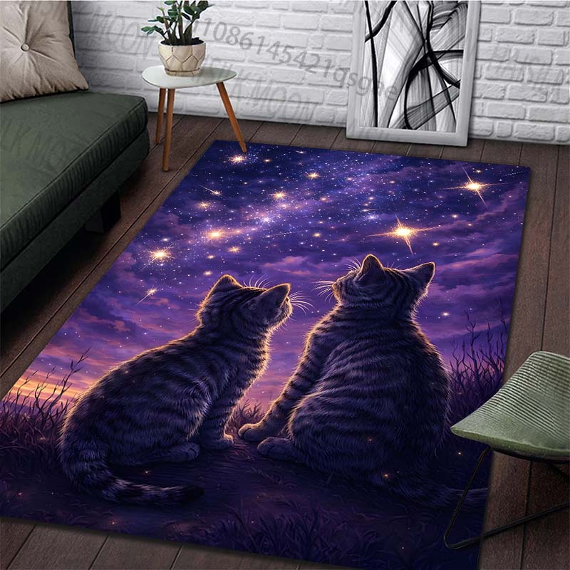 1PC Two cats gaze at stars Pri - Home Bathroom With Two Toilets บทวิจารณ์และราคา