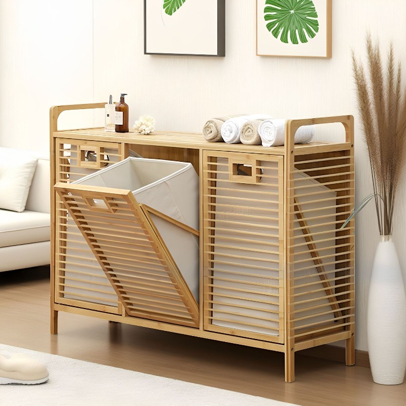 Bamboo Laundry Basket for Bedr - Home Bathroom Cabinets บทวิจารณ์และราคา