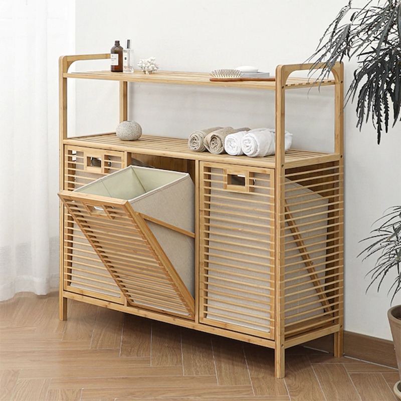 Bamboo Laundry Basket for Bedr - Home Bathroom Cabinets บทวิจารณ์และราคา